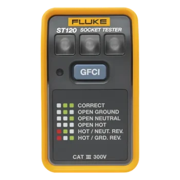 Probador de Tomacorriente / Identificación de 6 Estados de Cableado / LEDs de Alto Brillo / Prueba GFCI / CAT III 300V