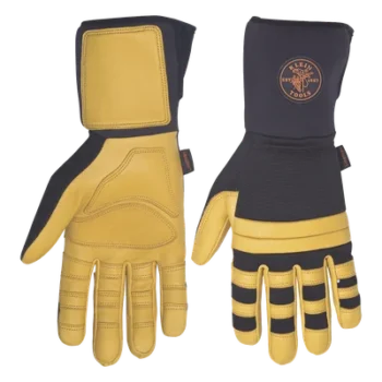 Guantes de Trabajo para Liniero / Cuero Blando / Nudillos Acolchados Doble Fila / Neopreno 4'' (102 mm) / Talla Grande