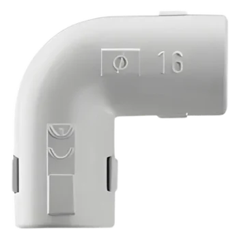 Unión en L para Tubería Rígida / PVC 25 mm / Auto-extinguible / Libre de Halógenos / Resistente a Impactos