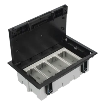 Caja de Piso Falso / 4 Módulos Dobles / Profundidad Ajustable 90-120 mm (3.54-4.72 in) / IK08 / +125 °C / Tapa Embellecedora