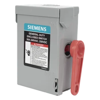 Interruptor de Seguridad / 240Vca / 2 Polos / 30A / NEMA 1 / Sin Portafusibles / 10k-100k AIC