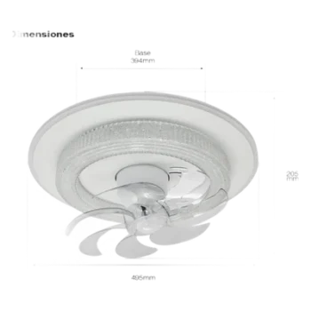 Ventilador de Techo con Luminario LED / 88 W / 6 Velocidades / 3 Tonos de Luz 2700-6500 K / Giro 360° / Diámetro 495 mm / Dimeable / 5400 lm
