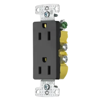 Receptáculo Duplex Decorador / 15A 125V / 2 Polos 3 Hilos / NEMA 5-15R / Negro