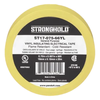 Cinta Aislante Eléctrica / PVC 0.18 mm / 19 mm x 20.12 m (66 ft) / 600V / UL 510 / Amarillo