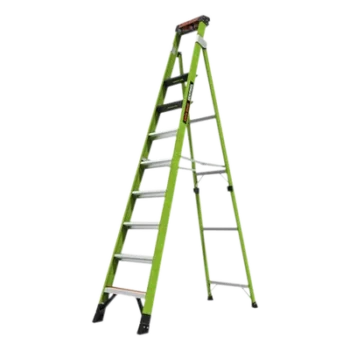 Escalera de Fibra de Vidrio / 3.05 m (10 ft) / Capacidad 170 kg (375 lbs) / Tipo IAA / Doble Configuración / Almohadilla Giratoria / Peldanos Extra Anchos