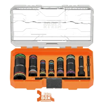 Juego de Sockets de Impacto / 4 Tamaños Hex en 1 Socket / Profundidad Extendida / Acción por Resorte / Sistema Modular de Almacenamiento / Código de Colores