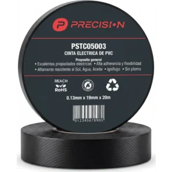 Cinta de Aislar Eléctrica / Vinilo PVC / Espesor 0.13 mm / Ancho 19 mm / Longitud 20 m (65.6 ft) / Aislamiento 600 V / Retardante a la Flama