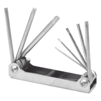 Juego de Llaves Torx / 8 Piezas T9-T40 / Estuche Metálico Tipo Navaja / Acero Cromo Vanadio / 16 x 4.5 x 2 cm