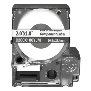 Casete de Etiquetas Adhesivas / 140 Etiquetas / 50.8 x 25.4 mm / Vinilo Autolaminable Blanco / -40 a 82°C