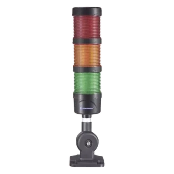 Torre LED Indicadora de Estado / 3 Niveles Rojo-Ámbar-Verde / Buzzer 85 dB / 110-240 VCA / IP53 / Montaje Ajustable 60 mm