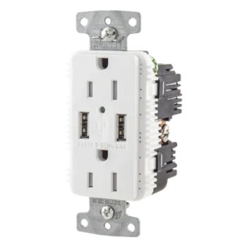Contacto Dúplex con USB / 15A / 125V / 2P 3H / NEMA 5-15R / 14-10 AWG / Blanco