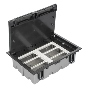 Caja de Piso Falso / 6 Módulos Dobles / Profundidad Ajustable 90-120 mm (3.54-4.72 in) / Tapa Embellecedora / IK08 / +125 °C