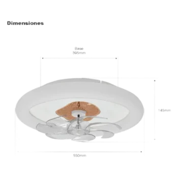 Ventilador de Techo con Luminario LED / 88 W / 3 Temperaturas de Color 2700K-6500K / 6 Velocidades / Diámetro 500 mm / Dimeable / 110 V CA 50/60 Hz