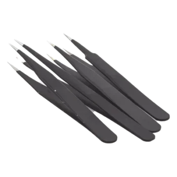 Juego de Pinzas Antiestáticas / 4 Piezas / Plástico Carbonizado / 12.3 cm / 17 g