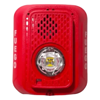 Sirena con Estroboscopio LED / 2 Hilos / Montaje en Pared / Candela Seleccionable 15-185 cd / Marcaje FUEGO / Compatible SpectrAlert