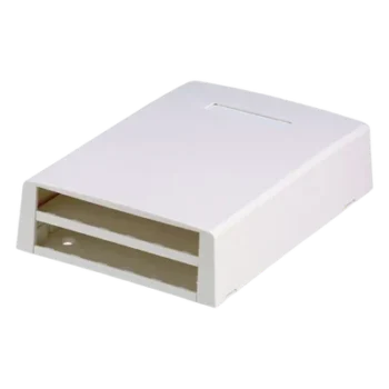 Caja de Montaje en Superficie / 12 Puertos Mini-Com / Almacenamiento 24 m (78.7 ft) Fibra / ABS RoHS / 120 x 46.1 x 170.1 mm