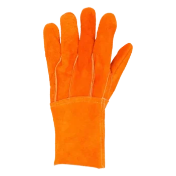 Guantes de Protección Industrial / Carnaza Reforzada / Puño Largo 12.5 cm / Resistencia a Abrasión y Temperaturas Moderadas / Expulsión Rápida