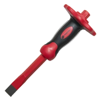 Cincel de Punta Plana / 19x16x250 mm / Protección para Manos / Acero Cr-V Forjado / Empuñadura PP+TPR