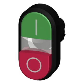 Botón Doble Tipo Domino / 22 mm / IP69K / Verde-Rojo / Indicación I/O / Plástico