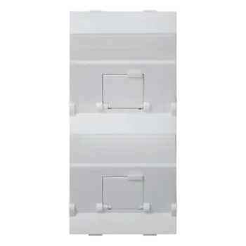 Placa Voz y Datos Inclinada / 2 Puertos RJ45 Keystone / Guardapolvos Integrados / 108×52 mm / Termoplástico