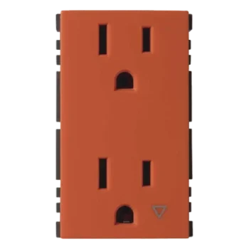 Toma de Corriente Dúplex / 10A 127V / Tierra Aislada / Embornamiento a Tornillo / 3 Módulos / Naranja