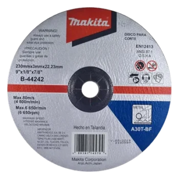 Disco de Corte para Metal / 9" (228.6 mm) / Espesor 1/8" (3.175 mm) / Grano de Aluminio Fundido / Eje 22.23 mm / Uso General