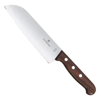 Cuchillo Santoku / Hoja 17 cm / Filo Recto con Alvéolos / Mango Maple / 0.103 kg / Diseño Japonés