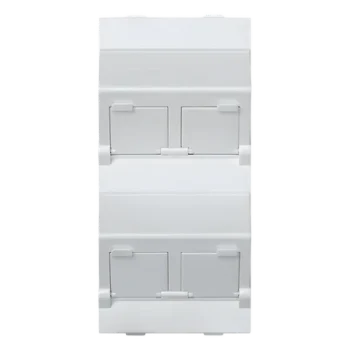 Placa Voz y Datos Inclinada / Guardapolvo Integrado / 2 Puertos Keystone / 108×52 mm / 4.25×2.05 in