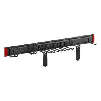 Sistema de Almacenamiento de Pared / Capacidad Total 228 kg (502.7 lb) / 8 Ganchos Ajustables / 2 Bandas de Sujeción / Estructura Acero y Plástico