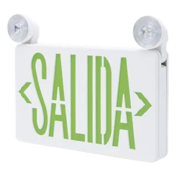 Letrero de Emergencia LED / Dual Salida y Luz de Emergencia / Montaje Universal Pared-Lateral-Techo / Doble Voltaje 120-277 VAC / Batería 6V 4.5Ah / Consumo 3W