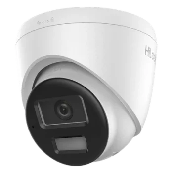 Cámara Turret IP / 2 Megapixel / Dual Light IR 20 m (65.6 ft) + Luz Blanca 15 m (49.2 ft) / Lente 2.8 mm / Ángulo 101° / Audio Integrado / IP67 / PoE