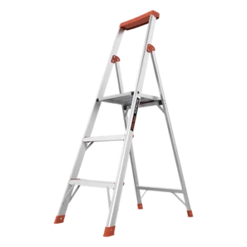 Escalera de Aluminio / 3 Peldaños / Altura 1.5 m (4.9 ft) / Plataforma con Bandeja para Herramientas / Patas Antideslizantes