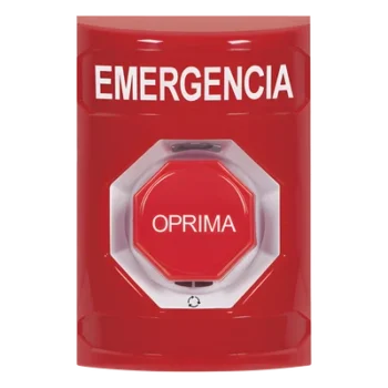 Botón de Emergencia / Acción Mantenida / Girar para Restablecer / LED Multicolor / Texto Español / ADA / Anti-Vandálico