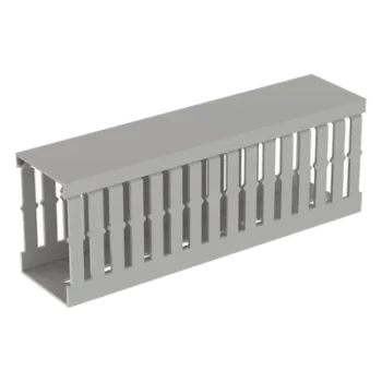 Canaleta ranurada tipo F / 49.5 mm ancho / 72.4 mm alto / 2 m largo / 6.56 ft / PVC libre de plomo / Grado UL94V-0