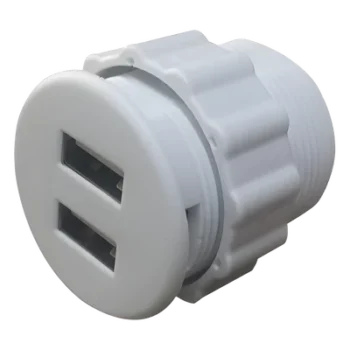 Cargador USB Empotrable / 2 Puertos 5V 2A / Tensión Universal 100-240V / Cable 1.5 m (4.9 ft) / Operación 60°C