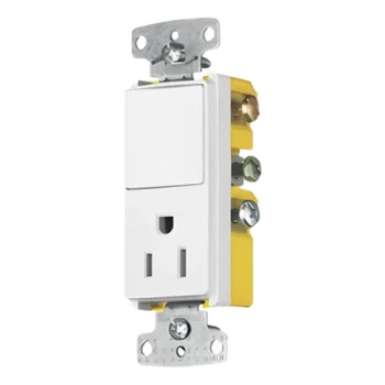 Combinación de Contacto y Apagador Decorador / 15A / 125V CA / 1 Polo / Interior Seco / -20°C a 60°C