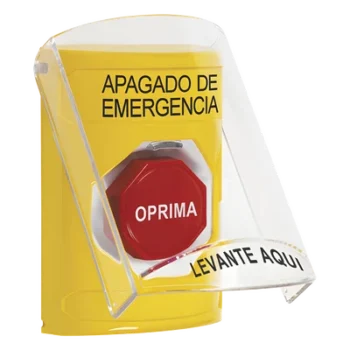 Botón de Emergencia / Tapa Policarbonato Resistente / Restablecimiento con Llave / LED Opcional / UL cUL ADA / Interior y Exterior