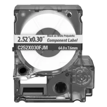 Cassette de Etiquetas de Componente / 2.52 in (6.4 cm) W x 0.3 in (0.76 cm) H / Poliolefina No Adhesiva / -40°C a 90°C / 18 mm x 7 m
