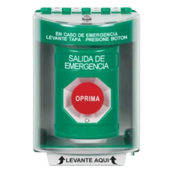 Botón de Salida de Emergencia / Acción Mantenida / Cubierta de Policarbonato / Bocina Integrada / Superficie con Espaciador
