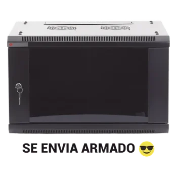 Gabinete de Pared / 6UR / 450mm (1.48 ft) Profundidad / Cristal Templado / 60kg Carga / Acero Negro
