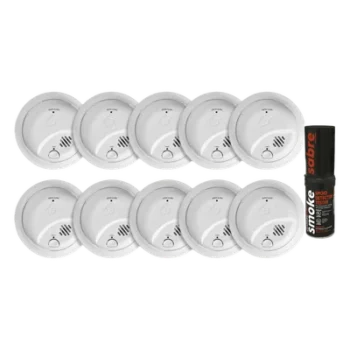 Kit de Detectores de Humo Autónomos / Sensor por Ionización / Alarma 85 dB / Humo Sintético Incluido / Batería Lateral