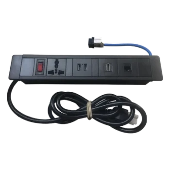 Hub para escritorio color negro, con 1 Puerto HDMI Hembra-Hembra, 1 Conector RJ45 Cat6, 2 Puertos USB 5V DC /2 A, y 1 Contacto eléctrico universal (11100-00001)