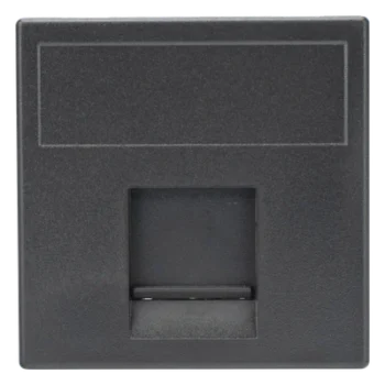 Módulo de Placa / 1 Espacio Keystone RJ45 / Guardapolvo Integrado / Acabado Grafito RAL 7021 / 45 × 45 mm / Compatible Cajas Teleblock y Ofiblock