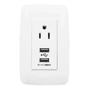 Contacto Sencillo / 15 A / 127 V CA / 2 USB 5 V CD 2 A / 11.8 x 7.8 x 3 cm / Blanco