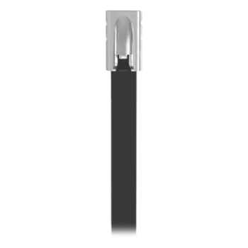 Cincho de Acero Inoxidable 316 / 521 mm (20.5 in) x 4.6 mm / Recubrimiento de Poliéster Negro / Resistente a UV / Exterior / Paquete 100 pz