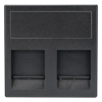 Módulo de Placa Plana / 2 Espacios Jack Keystone RJ45 / Guardapolvo Integrado / 45 × 45 mm / Acabado Grafito RAL 7021 / Cajas Teleblock y Ofiblock