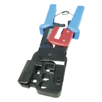 Pinza para Plegar Conectores con Cavidades para RJ45 (8P8C), RJ11 (6P4C) y RJ9 (4P4C). Mecanismo para Plegado Asegurado.