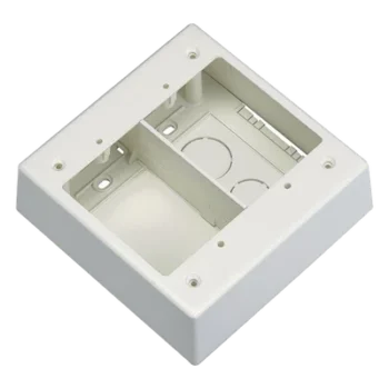 Caja de Pared Superficial Doble, Con Divisor, Uso Universal con Placas de Pared, Color Blanco Mate
