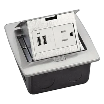Caja de piso cuadrada con 2 puertos USB y contacto eléctrico (11000-21203)