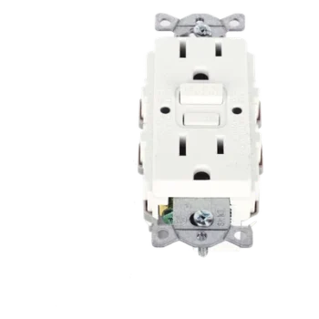 Contacto de Auto-verificación GFCI con Interruptor de Falla a Tierra de 15 A 125 V 2 Polos, 3 Hilos Color Blanco (Nema 5-15R), Grado Comercial.